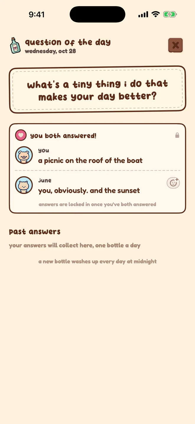 a question in a bottle every day