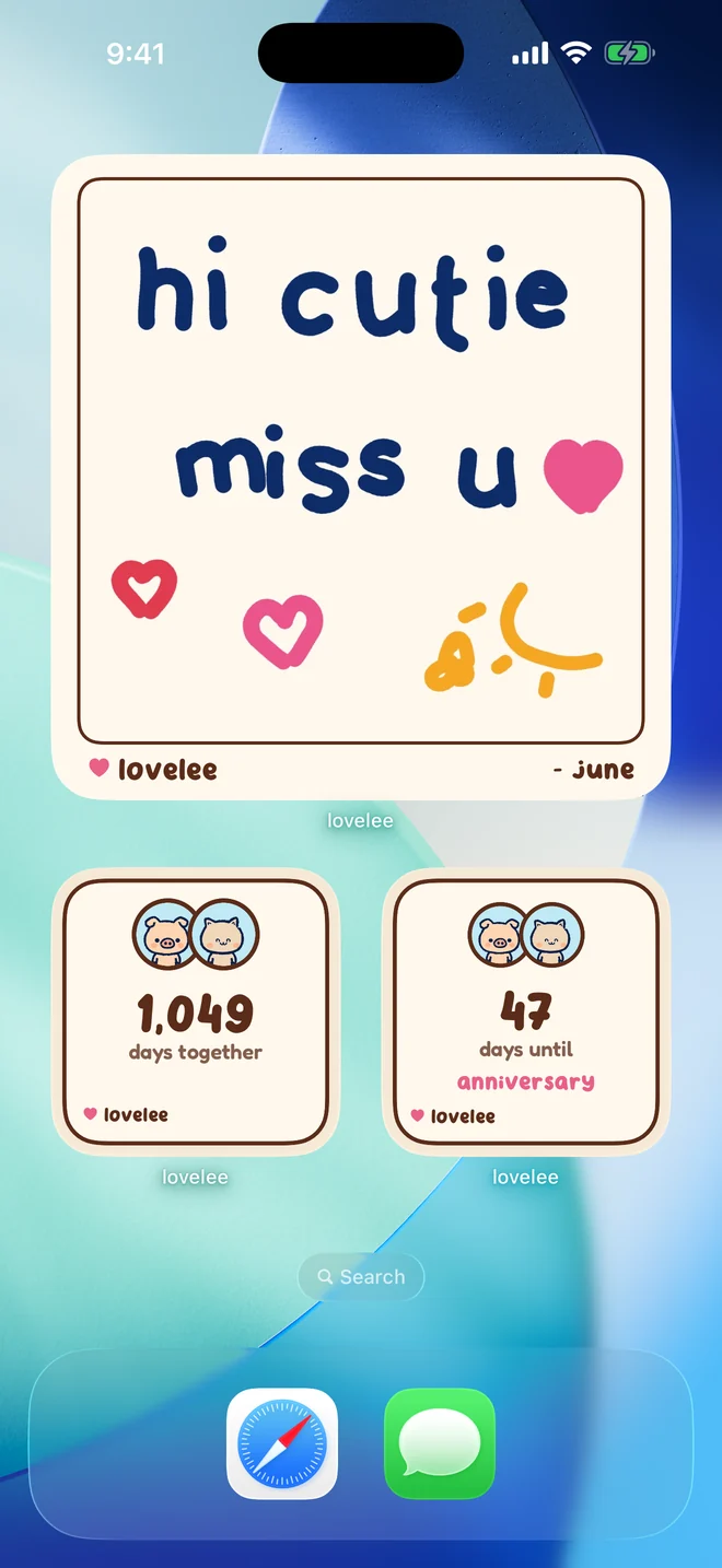 their doodle, days together and a countdown on your home screen