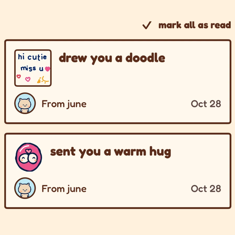 the lovebox with a doodle and a hug from june