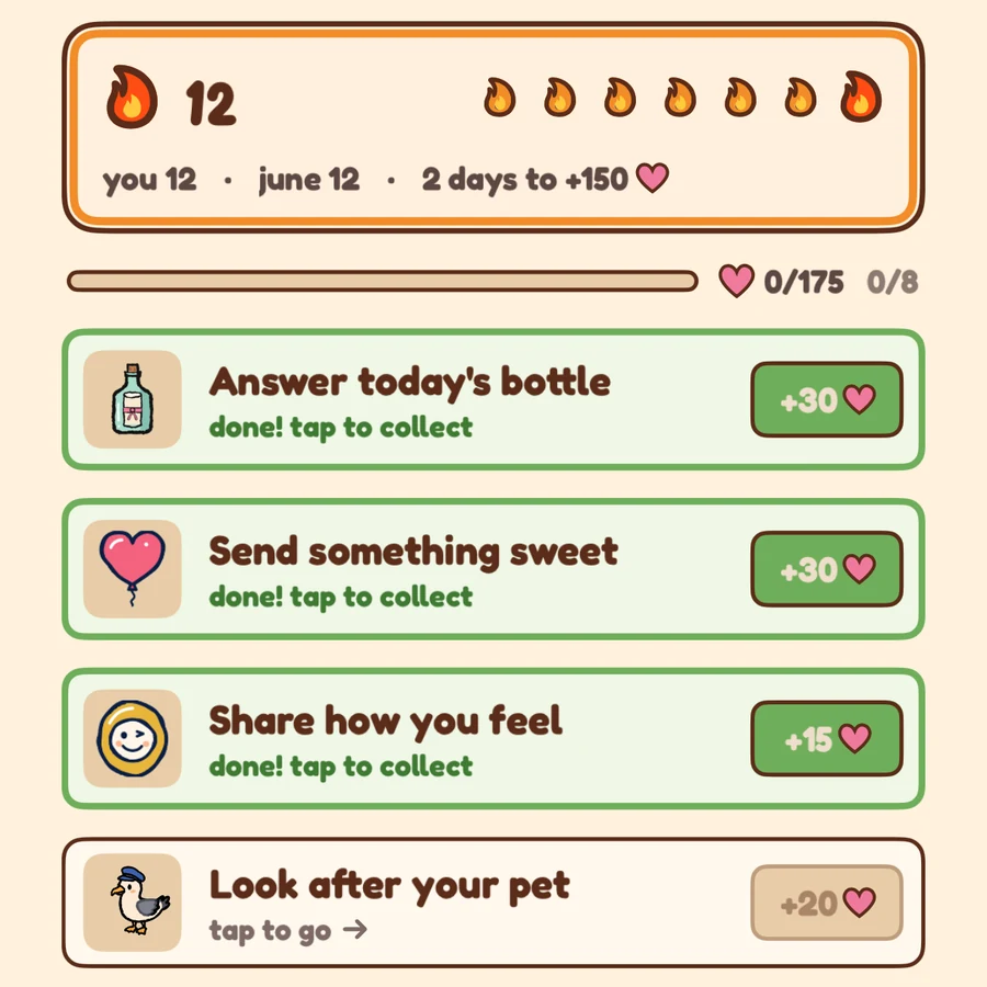 a 12 day streak and daily to-dos