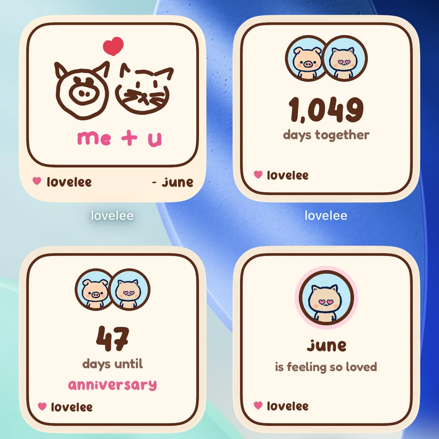 four lovelee home-screen widgets
